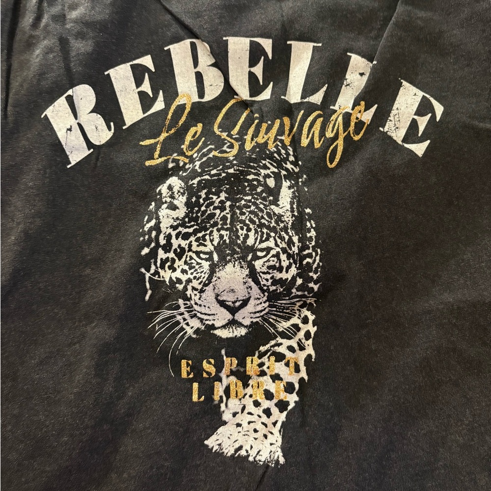 Only Black tee dress with White & Gold Leopard Graphic